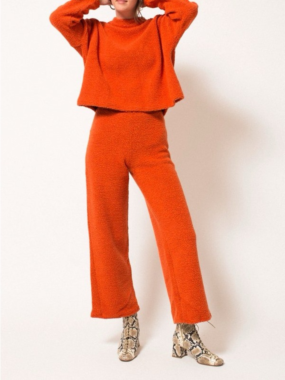Rita Row orange fuzzy wool high rise pants